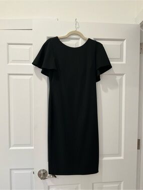 Calvin Klein Black Flutter-Sleeve Midi Dress
